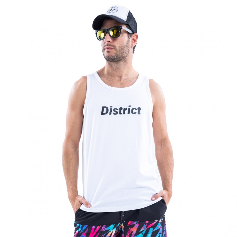 Ανδρική Αμάνικη Μπλούζα District75 Λευκό