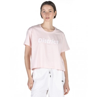 Γυναικεία Κοντομάνικη Μπλούζα Crop DISTRICT75 Ροζ