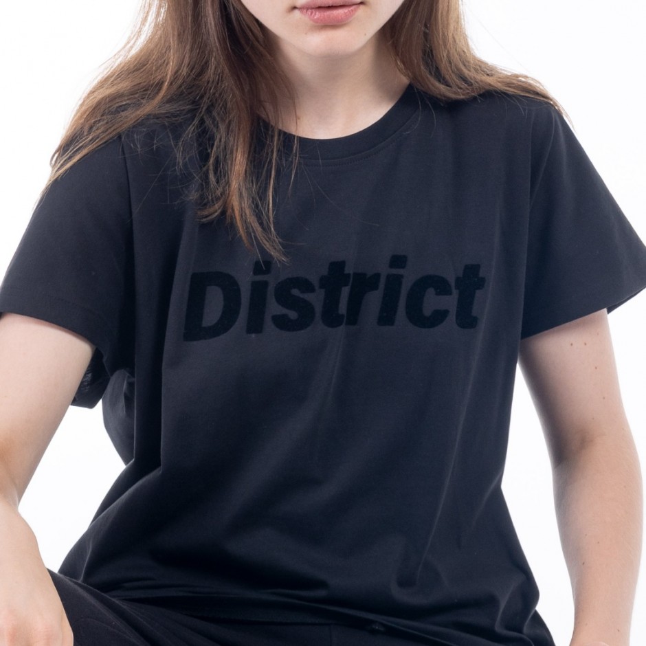 Γυναικεία Κοντομάνικη Μπλούζα DISTRICT75 Μαύρο 