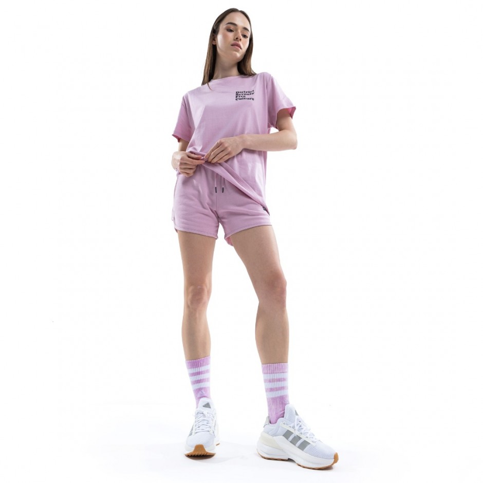 Γυναικεία Κοντομάνικη Μπλούζα District75 Λιλά