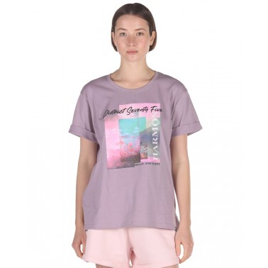 Γυναικεία Κοντομάνικη Μπλούζα DISTRICT75 Λιλά 
