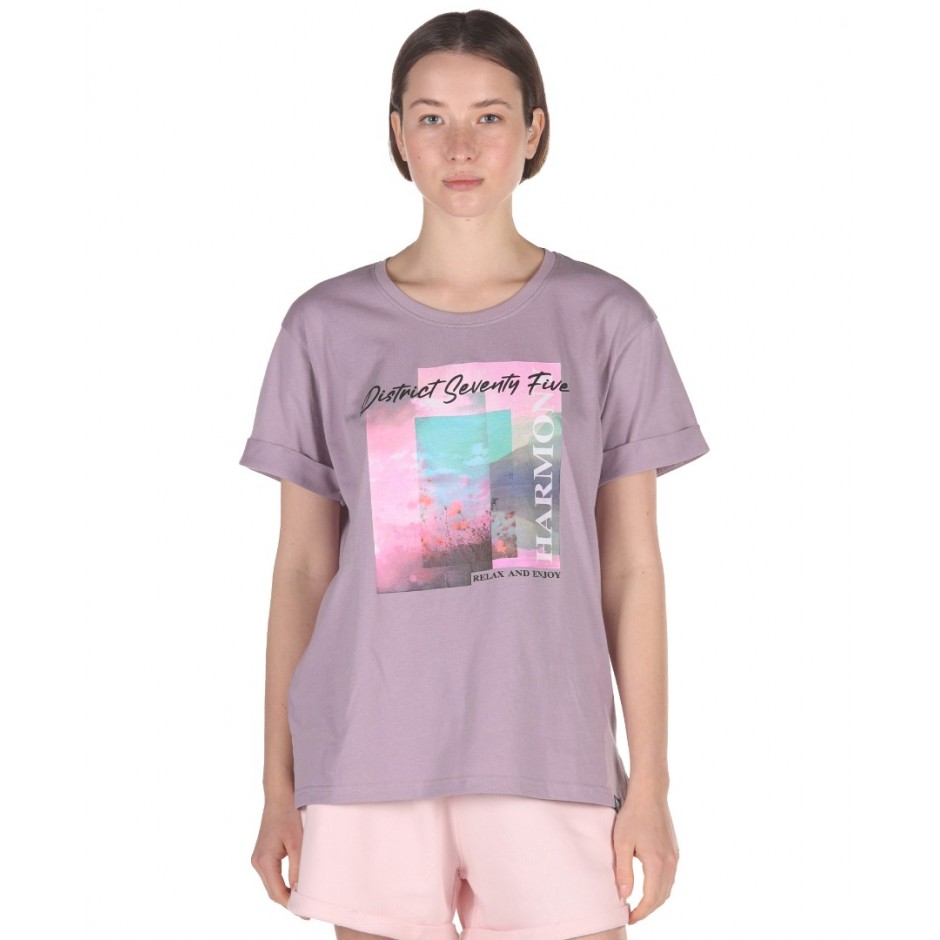 Γυναικεία Κοντομάνικη Μπλούζα DISTRICT75 Λιλά 