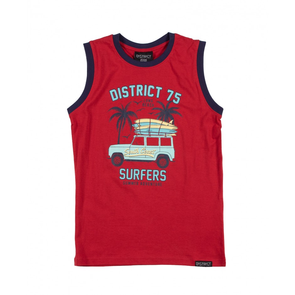 DISTRICT75 BOYS' TANK TOP 120KBST-735 Red