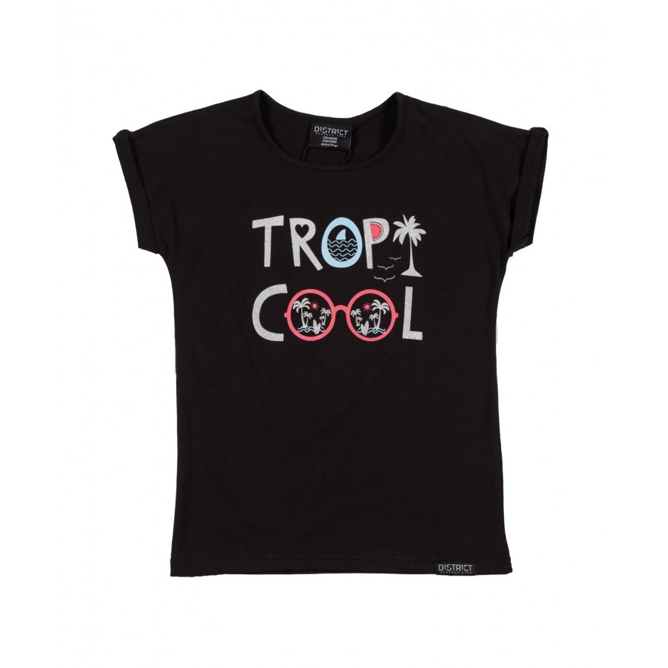DISTRICT75 GIRLS' TEE 120KGSS-746 Black
